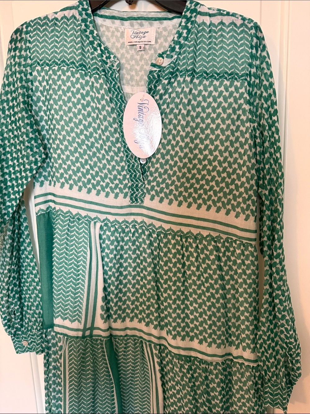NWT white and Green Patterned Maxi Dress